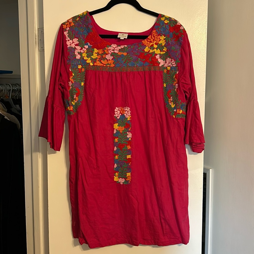 J Marie Pink Embroidered Dress